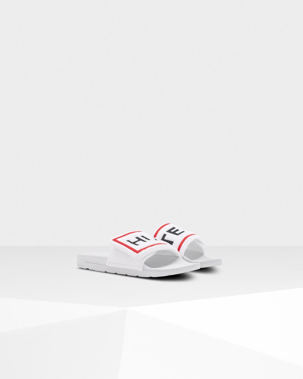 Women Hunter Original Terry Towelling Logo Adjustable | Slides White | NZ-63412-PYBI